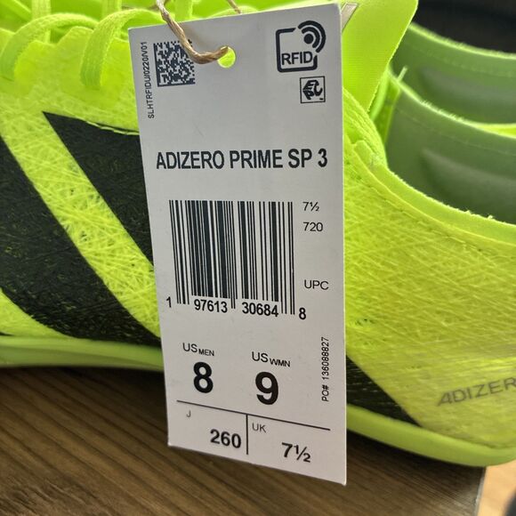 Adidas Adizero Prime SP 3 Track Spikes Men Size 8 Lucid Lemon IH5800